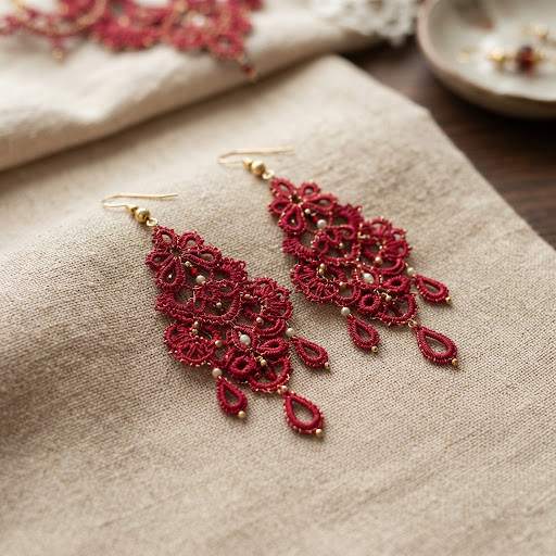 Boucles d’Oreilles Statement Feuille Cramoisie